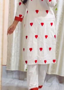 Red Heart Print kurta set