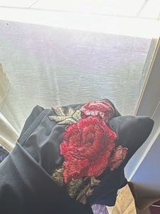 Embroidered Black Tunic Top