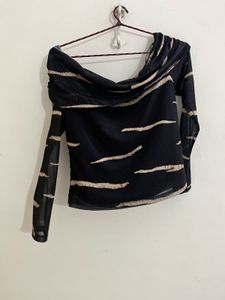 Zudio Sheer Striped Mesh Top