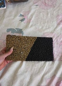 Black &amp; Gold Beaded Clutch