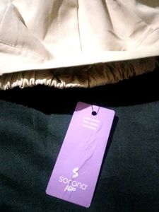 Cream Elastic Waist formal Shorts