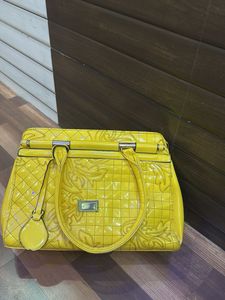 Stylish Yellow Patent Leather Handbag