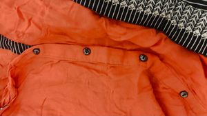 Orange Ethnic Kurta Set with Jacket