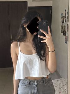 White Cropped Tank Top