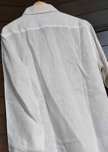 Louis Philippe Classic White Linen Long Sleeved Sh
