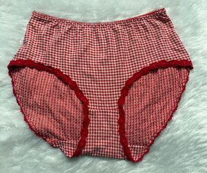 Red Gingham Lace Trim Briefs
