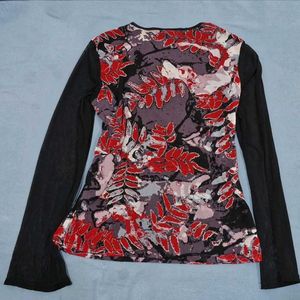 y2k Floral Print Long Sleeve Top