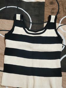 Striped Knit Button-Up Tank Top