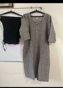 Elegant Grey Printed Kurta Set with Dupatta