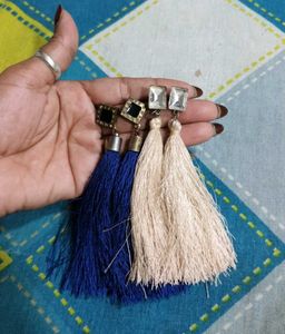 combo set# Chic Tassel Earrings - Blue & Beige