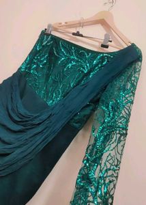 Elegant Green Sequined Jumpsuit For 36 Bust