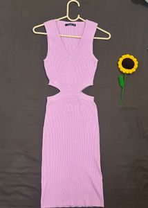 ZUDIO Lavender Cut-Out Bodycon Ribbed Mini Dress