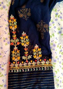 Elegant Navy Blue Kurta with Gold Print