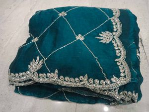 Stunning Teal Embroidered Saree