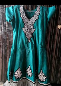 Teal Embroidered Anarkali Suit