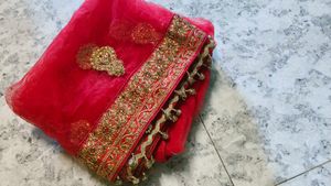 Red &amp; Gold Embroidered Lehenga Set