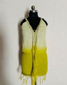Boho Ombre Tassel Mini Dress