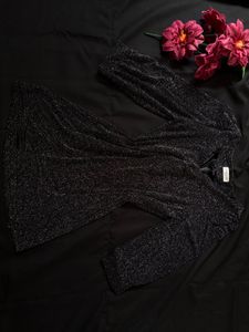 Sparkly Black V-Neck Dress