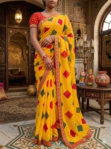 Beautiful synthetic saree with readymade blouse