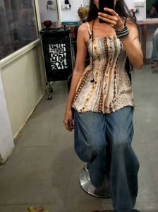 Boho Print Smocked Cami Top