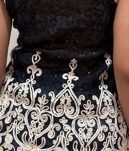 Black &amp; Gold Embroidered Sleeveless Top