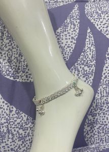 Elegant Silver Anklet with Delicate Charms