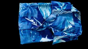 Vibrant Blue Tropical Print Button-Up Shirt