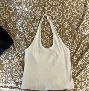 Classic White Halter Neck Tank Top