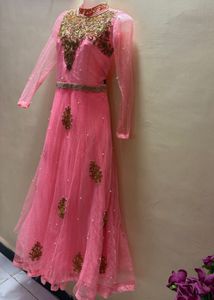 Beautiful Pink Embroidered Ethnic Gown