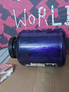 Large Empty Blue Protein Container