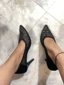 Elegant Black Lace Heels