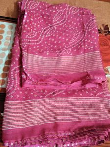 Vibrant Pink Bandhani Saree