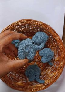 Crochet Elephant Keychains - Handmade Charm
