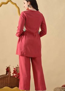 Crochet solid tunic with trousers