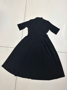 Classic Black Mock Neck Midi Dress