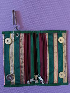 Striped Green &amp; Gold Pouch
