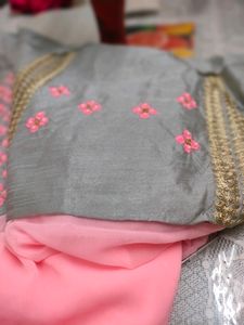 Pink Georgette Saree