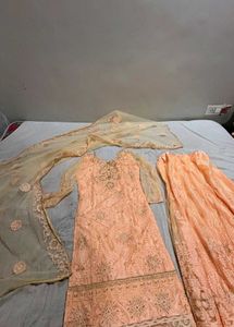 Elegant Peach Embroidered Kurta Set