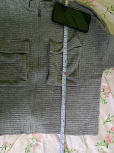 Gray Textured Zip-Up Jacket