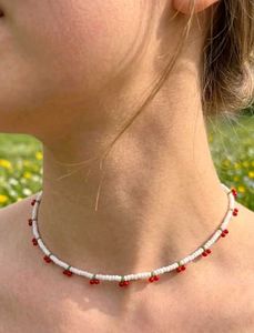 Cute Cherry Beaded Choker Necklace