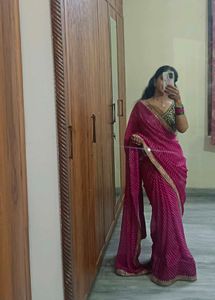 Vibrant Pink Saree with Embroidered Blouse