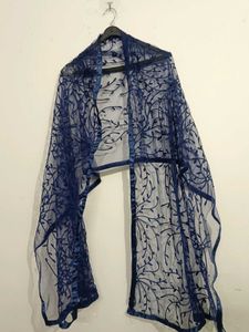 Elegant Navy Blue Lace Dupatta