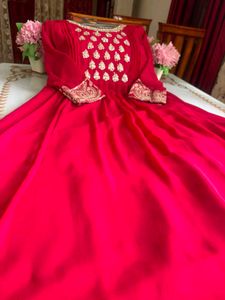Elegant Red Embroidered Single Gown