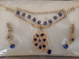 Blue Gemstone & Crystal Choker Set
