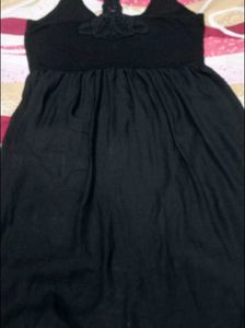 Black Ruffle Hem Midi Dress