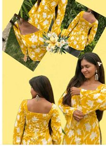 Yellow Floral Kurta Set