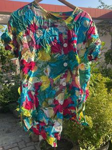 Vibrant Floral Print Button-Up Top