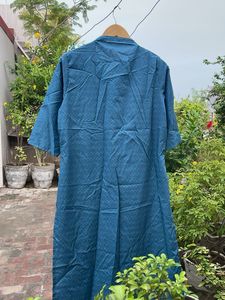 Teal Blue Printed Kurta