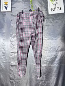 Plaid Print Stretch Pants