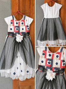 Girls White &amp; Black Party Dress